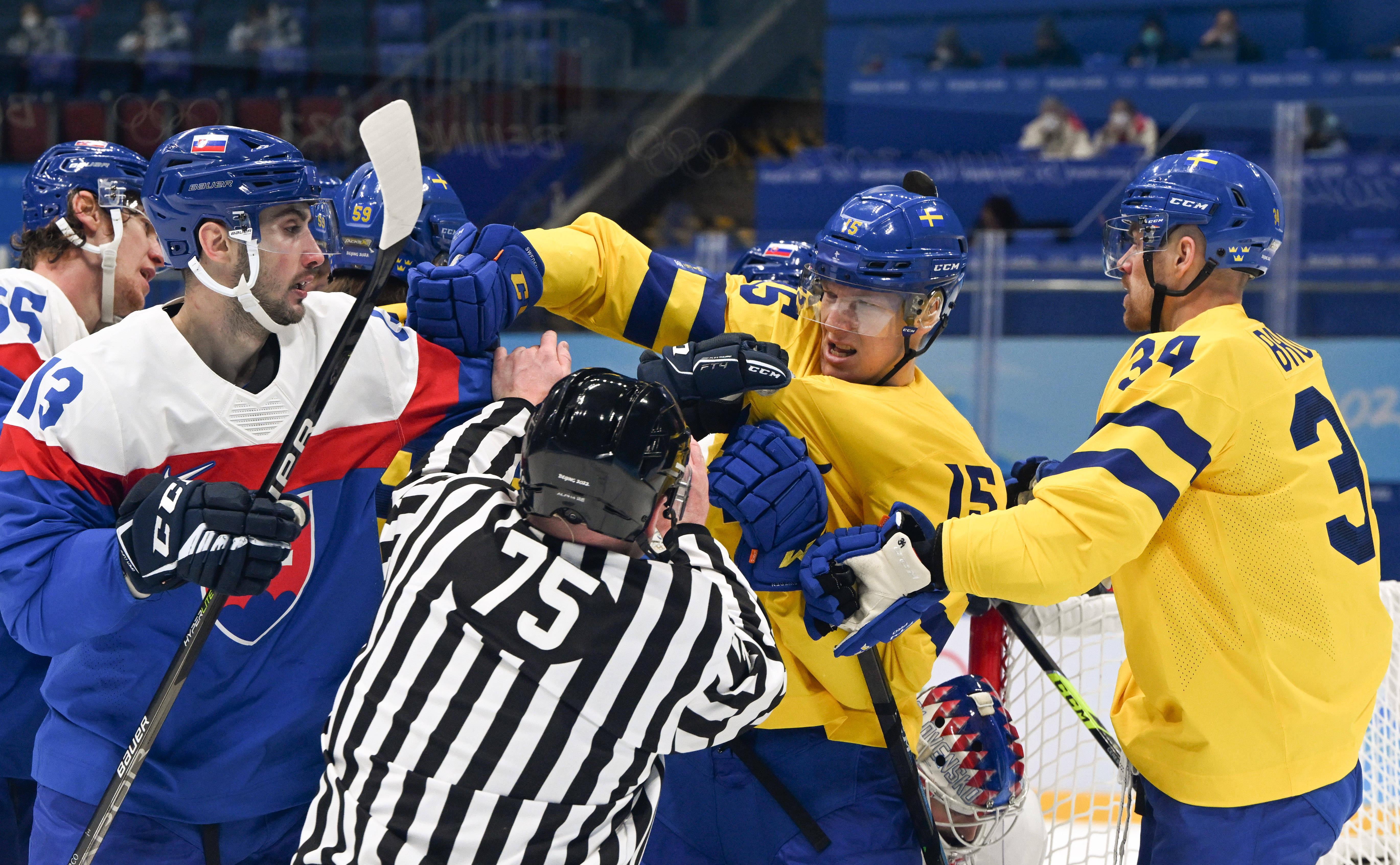 瑞典队在对阵斯洛伐克队的激战中逆转胜利 瑞典队在对阵斯洛伐克队的激战中逆转胜利